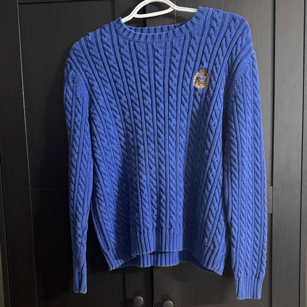Ralph Lauren Royal Blue Cable Knit Crewneck Sweater